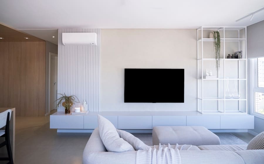 Sala moderna com ar condicionado instalado