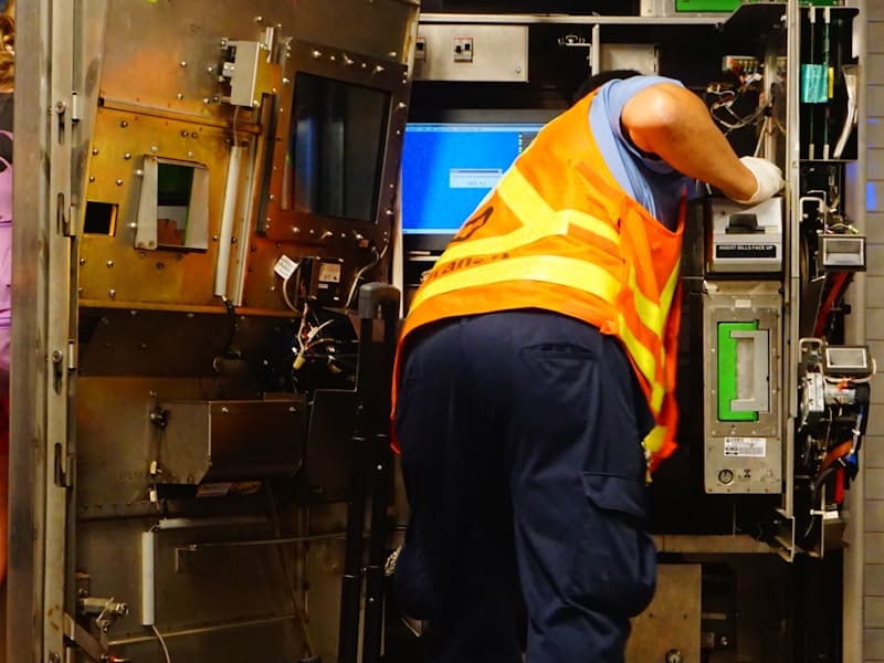 Técnico a reparar avaria em ar condicionado